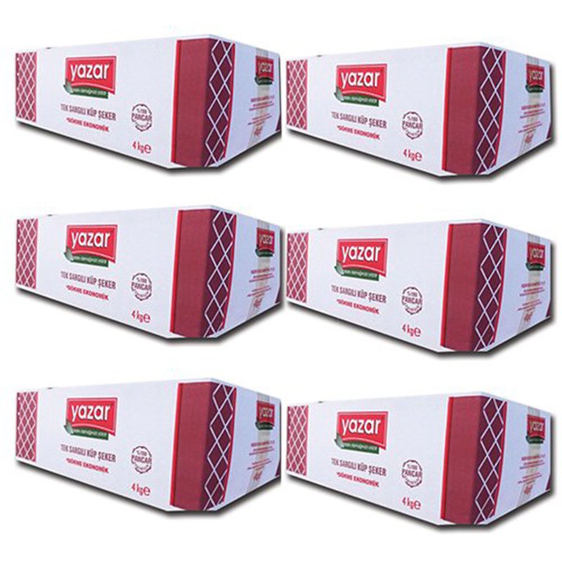 Yazar Tek Sargılı Küp Şeker 4 Kg x 6 Adet