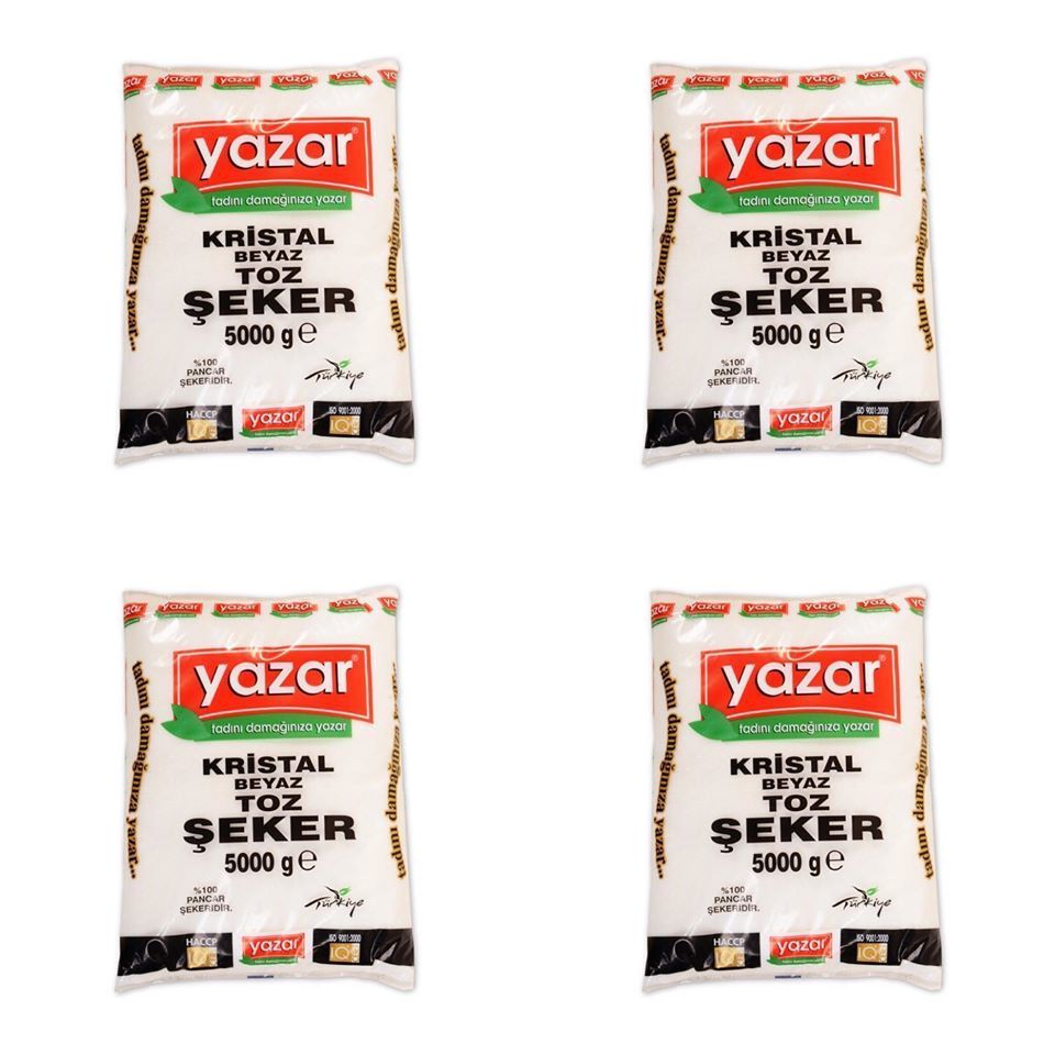 Yazar Kristal Toz Şeker 5 Kg x 4 Paket