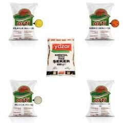 Orti 5Kg Kırmızı Mercimek+Pilavlık Bulgur+Pilavlık Pirinç+Çok Amaçlı Un+Toz Şeker=25Kg Toplam
