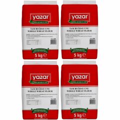 Yazar Taş Değirmende Öğütülmüş Tam Buğday Unu 5 Kg x 4 Paket