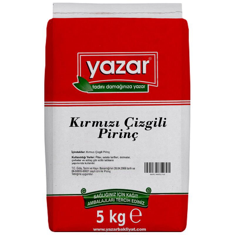Yazar Kırmızı Çizgili Pirinç 5 Kg (Ata Tohumu)