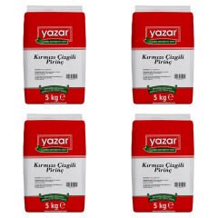 Yazar Kırmızı Çizgili Pirinç 5 Kg x 4 Paket (Ata Tohumu)