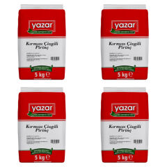Yazar Kırmızı Çizgili Pirinç 5 Kg x 4 Paket (Ata Tohumu)