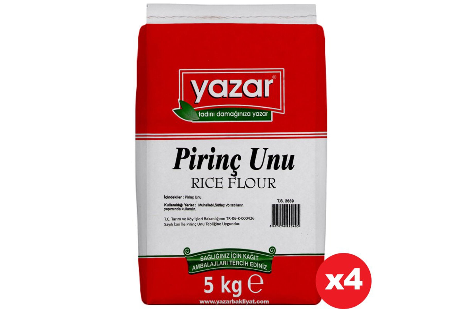 Yazar Pirinç Unu 5 Kg x 4 Paket (Sade)