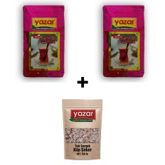 Yazar Rize Filizi Siyah Çay 1 Kg x 2 Paket + 750 Gr Tek Sargılı Kesme Küp Şeker