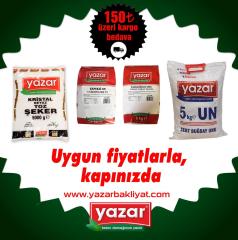 Yazar Kuru Gıda Seti 5Kg Tam Buğday Un+Kepekli Un+Çok Amaçlı Un+Toz Şeker= 20Kg Toplam