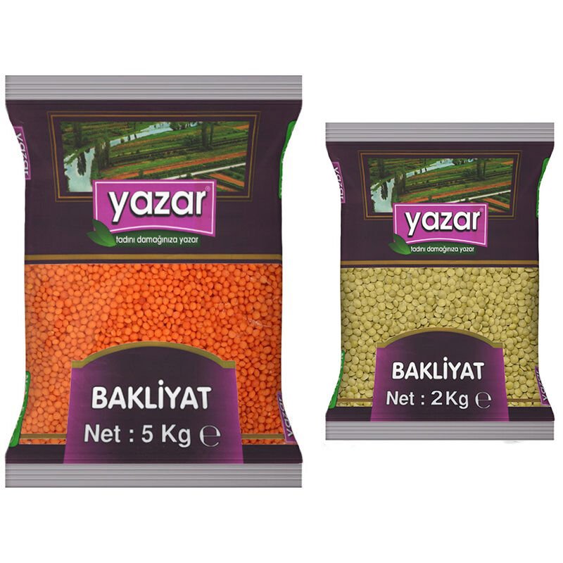 Yazar Kırmızı Mercimek 5 Kg + Yeşil Mercimek 2 Kg