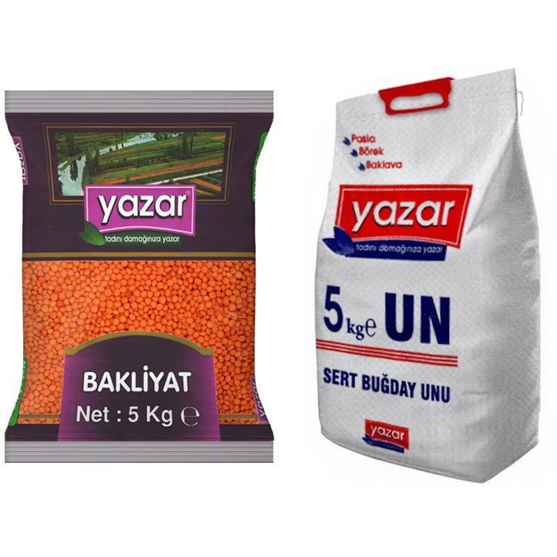 Yazar Kırmızı Mercimek 5 Kg. + Un 5 Kg.