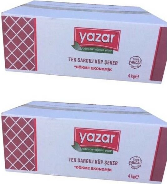 Yazar Tek Sargılı Kesme Küp Şeker 4 Kg x 2 Adet