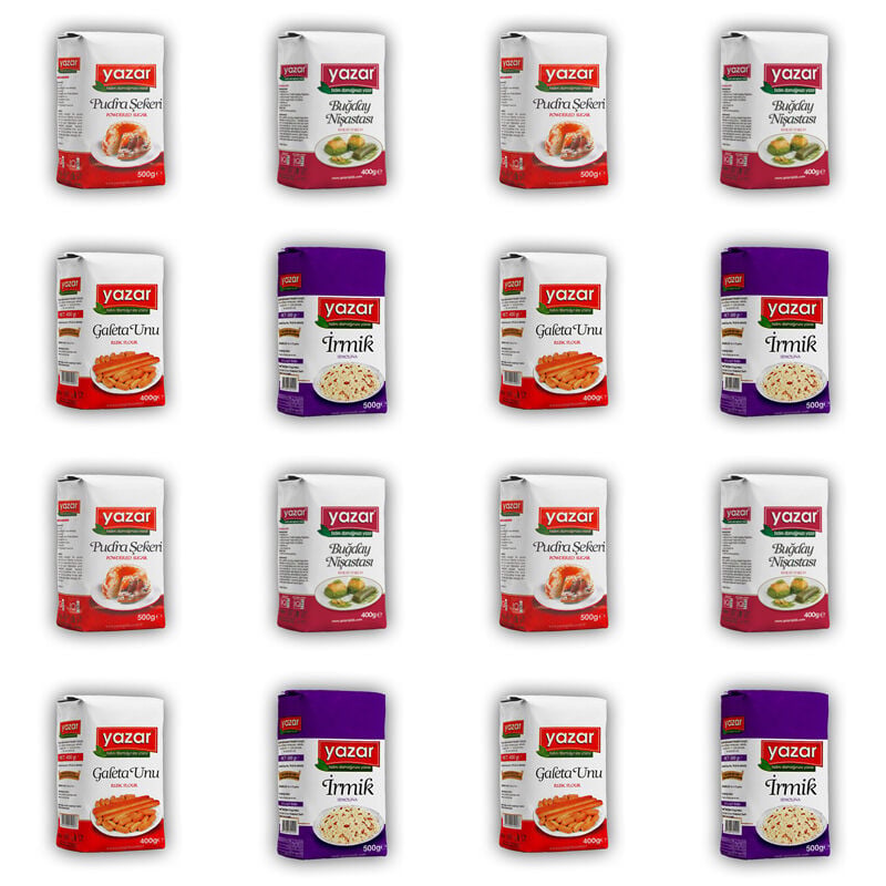 Yazar 500Gr İrmik+500Gr Pudra Şekeri+400Gr Galeta Unu+400Gr Buğday Nişastası x4 -16lı Set