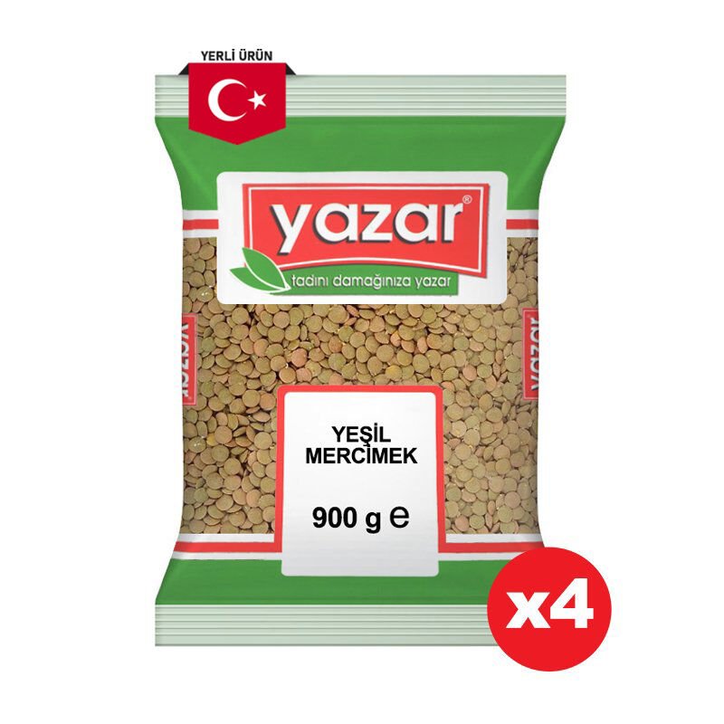 Yazar Yeşil Mercimek 900 Gr x 4 Paket
