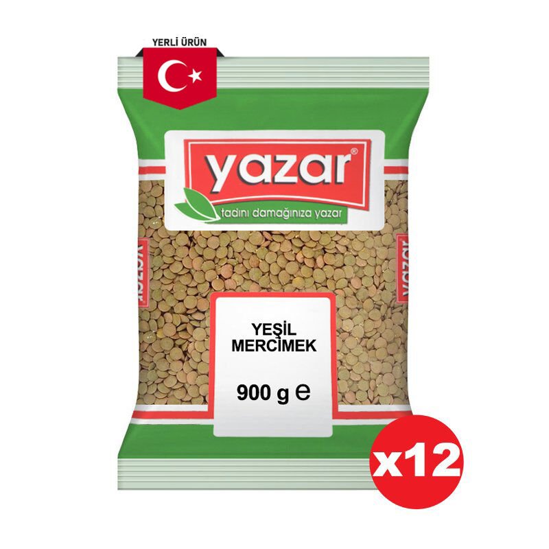 Yazar Yeşil Mercimek 900 Gr x 12 Adet