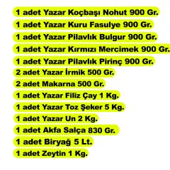 Yazar Ramazan Paketi 13 Parça 21,5 Kg.