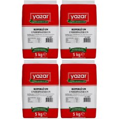 Yazar Taş Değirmende Öğütülmüş Tam Buğday Kepekli Un 5 Kg x 4 Paket