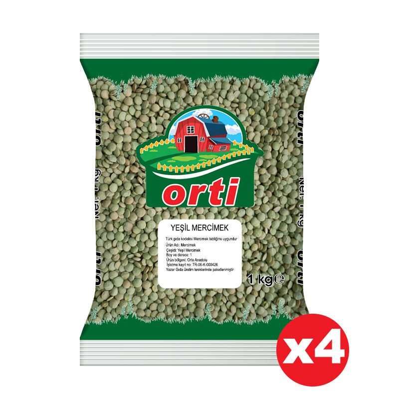 Orti Yeşil Mercimek 1 Kg x 4 Paket