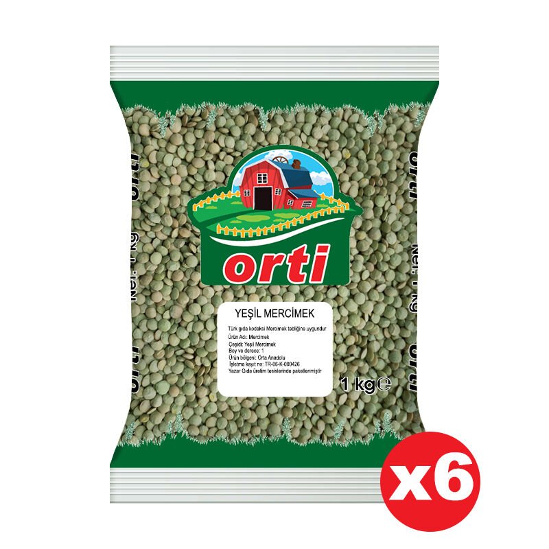 Orti Yeşil Mercimek 1 Kg x 6 Paket