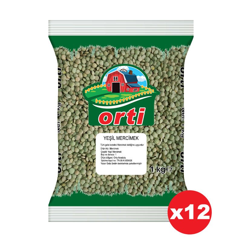 Orti Yeşil Mercimek 1 Kg x 12 Paket