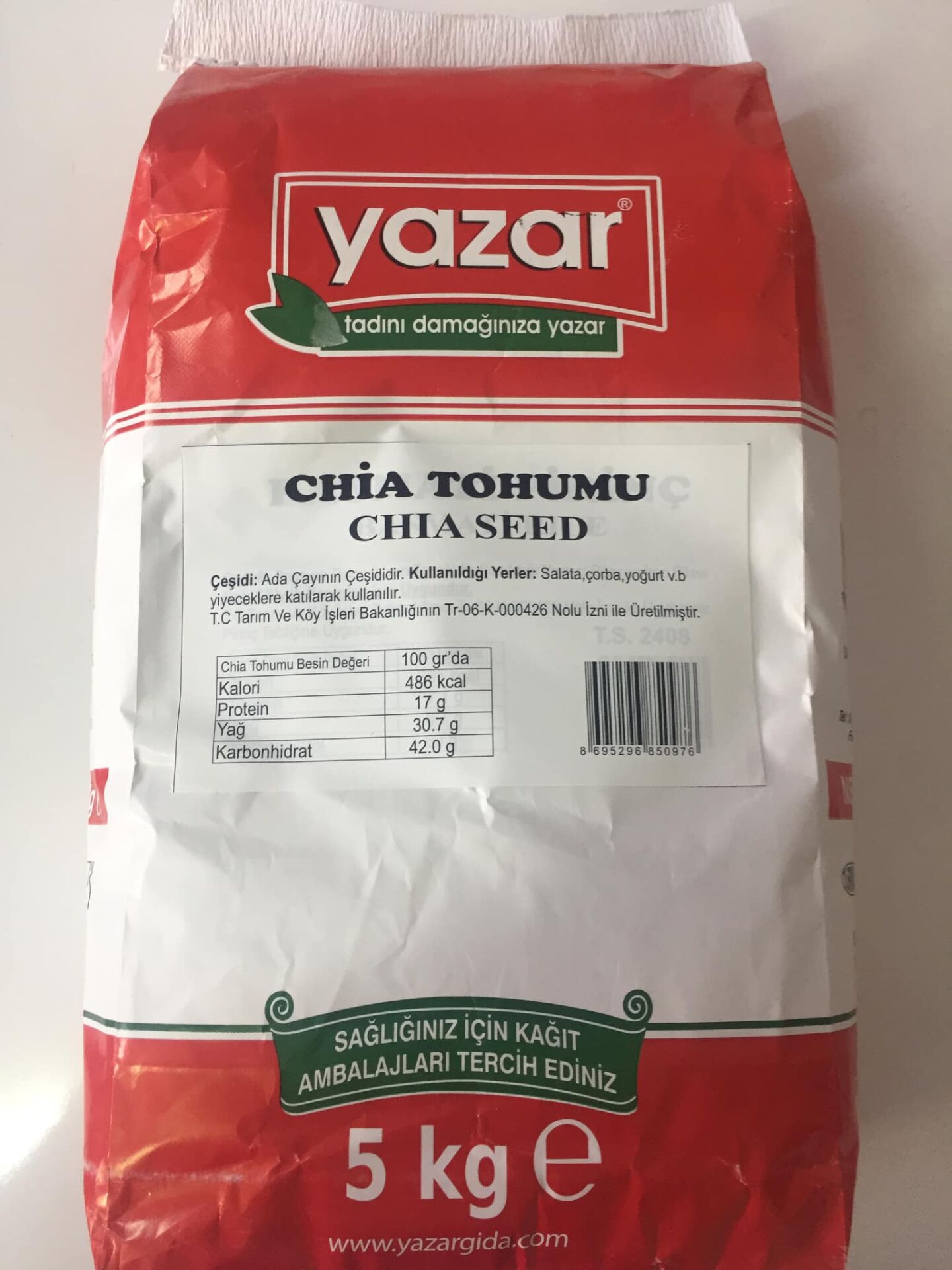Yazar Chia Tohumu 5 Kg