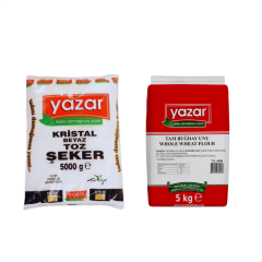 Yazar Kristal Toz Şeker 5 Kg + Tam Buğday Unu 5 Kg