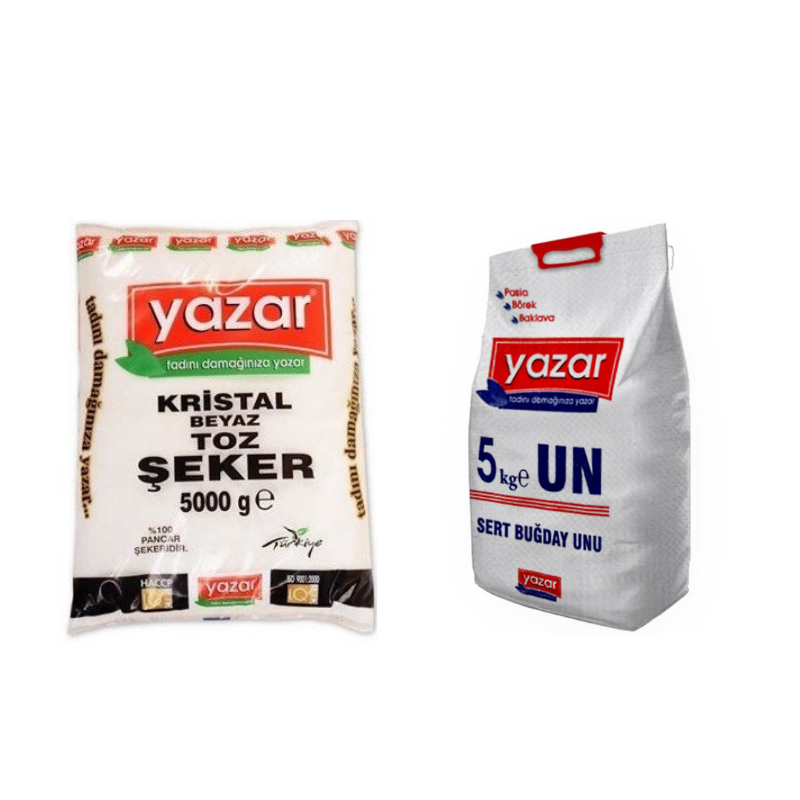 Yazar Kristal Toz Şeker 5 Kg + Pastalık Böreklik Un 5 Kg