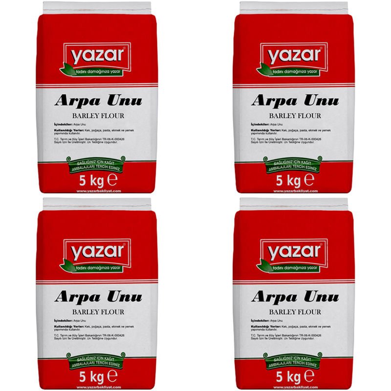 Yazar Taş Değirmende Öğütülmüş Arpa Unu 5 Kg x 4 Paket