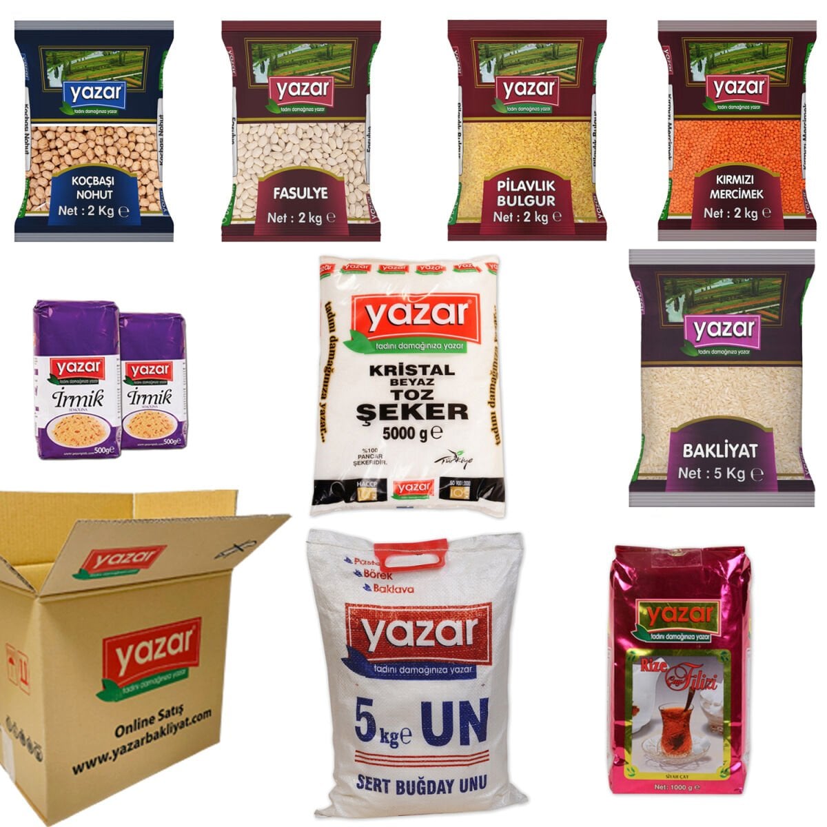 YAZAR Ramazan(kumanya) Kuru Gıda Kolisi Erzak Paketi  9 Parça 25kg