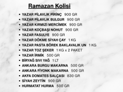 Yazar Ramazan Paketi (1) (Kolisi) 16 Parça 13,230 Kg