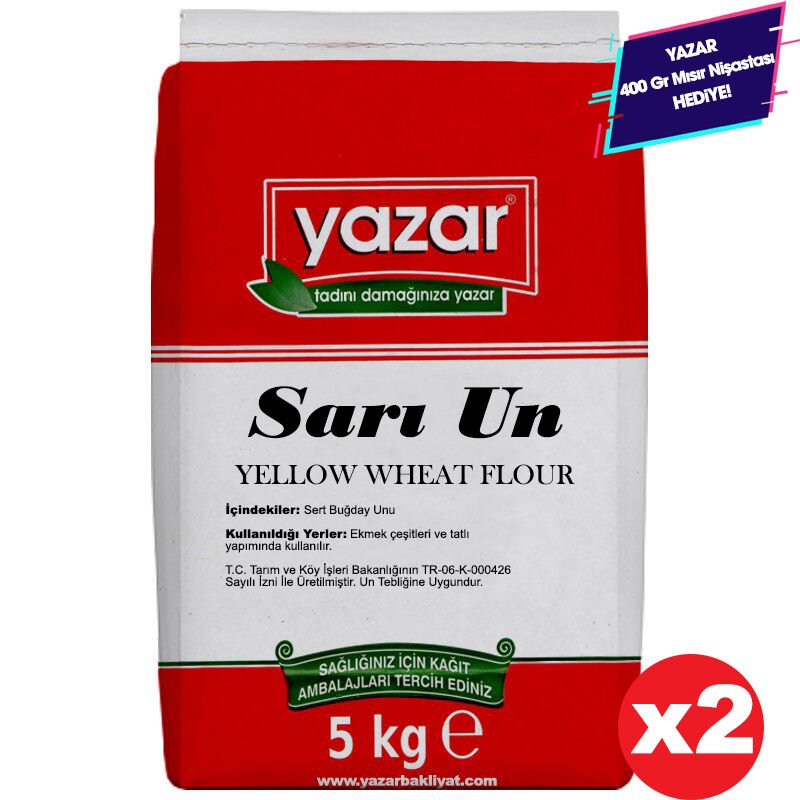 Yazar Taş Değirmende Öğütülmüş Sarı Un 5 Kg x 2 Paket