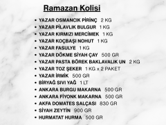 Yazar Ramazan Paketi (5) (Kolisi) 16 Parça 15,230 Kg