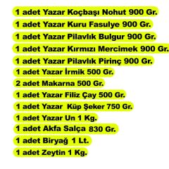 Yazar Ramazan Paketi (Kolisi) 13 Parça 11,25 Kg