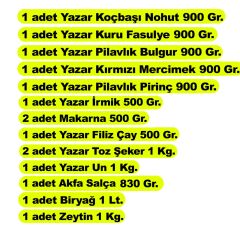 Yazar Ramazan Paketi (Kolisi) 13 Parça 12,5 Kg