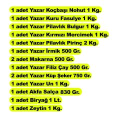 Yazar Ramazan Paketi (Kolisi) 13 Parça 13,5 Kg