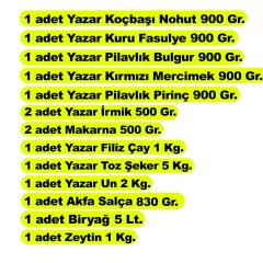 Yazar Ramazan Paketi 13 Parça 21,5 Kg.