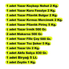 Yazar Ramazan Paketi (Kolisi) 13 Parça 29 Kg