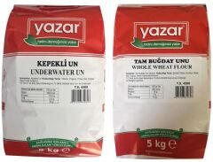 Yazar Taş Değirmende Öğütülmüş Tam Buğday 5 Kg + Kepekli Un 5 Kg = 10 Kg Un