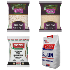 Yazar Kuru Gıda Seti 5kg Fasulye + 5kg Pilavlık Pirinç + 5kg Toz Şeker + 5kg Çok Amaçlı Un