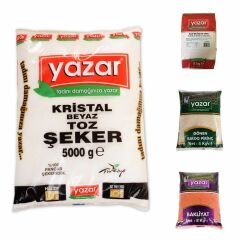 Yazar Kuru Gıda Seti 5Kg Gönen Baldo Pirinç+Kırmızı Mercimek+Tam Buğday Unu+Toz Şeker= 20Kg Toplam