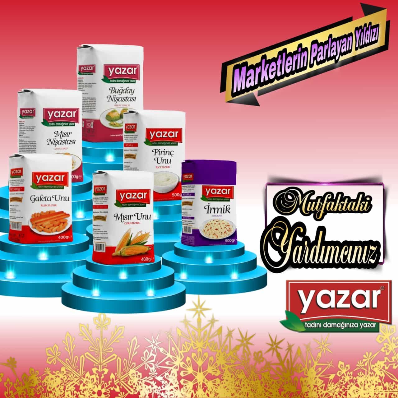 Yazar 500Gr Pudra Şekeri+500Gr İrmik+400Gr Galeta Unu+400Gr Buğday Nişastası x2 - 8li Set