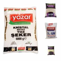 Yazar Kuru Gıda Seti 5KG Toz Şeker+5kg Pilavlık Pirinç+5kg Çok Amaçlı Un+5kg D.Fasulye=20KG